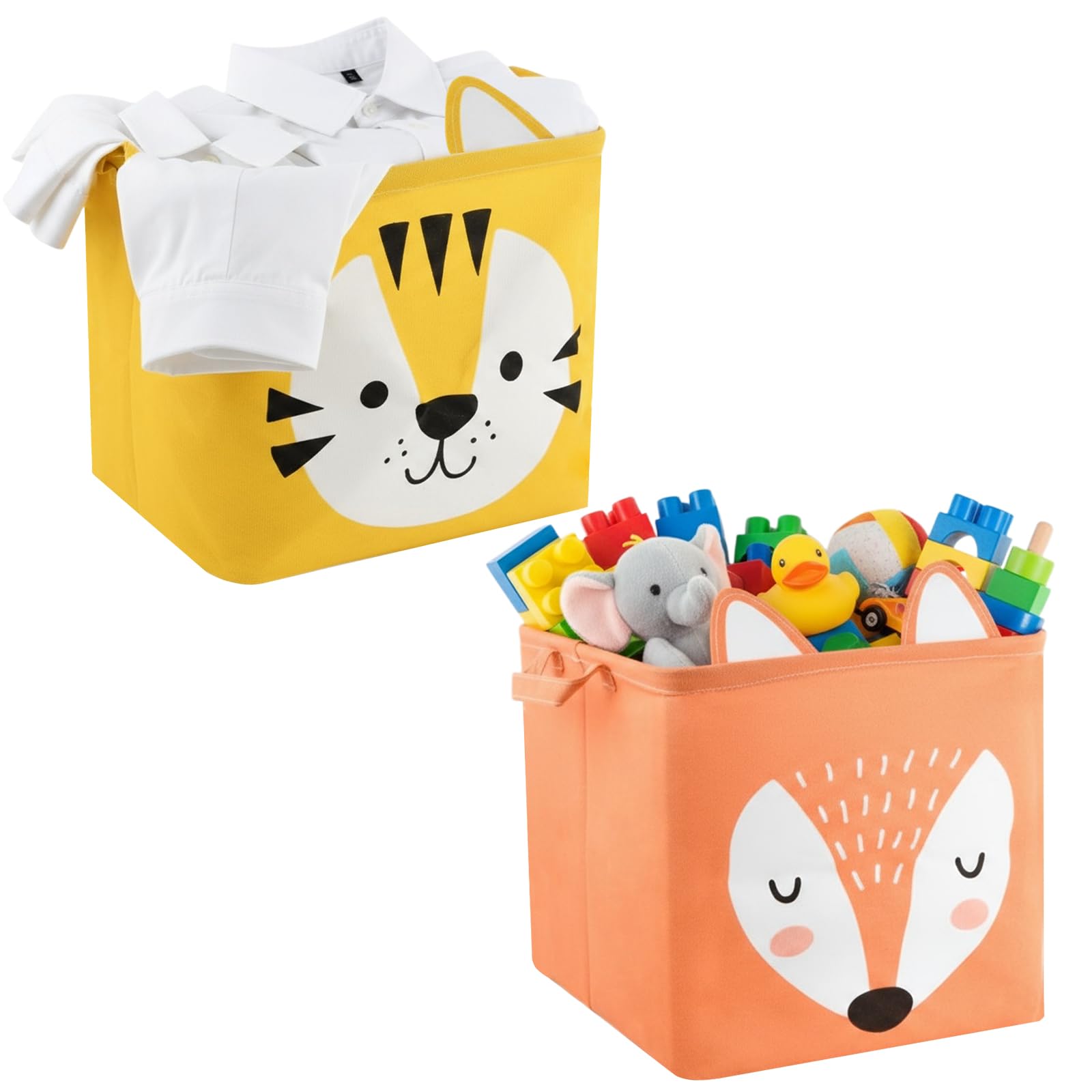12.6" Laudry Hamper con Maniglia, Canvas Fabric Lightweight Cesta Portabiancheria, Cesto Giochi Bambini, Pieghevole Rotondo Storage Basket per Camera da Letto 2 Pezzi