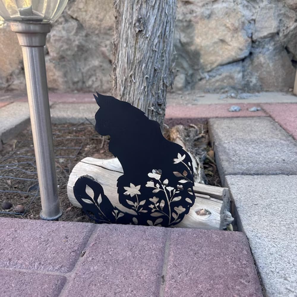 Pet Grave Markers Cat Metal Yard Art Cat Memorial Gifts for Loss of Cats Grave Decorations for Cemetery Garden Decor for Outside Pet Loss Sympathy Gift Memorial Plaque