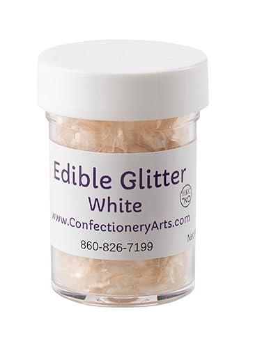 Comestible Glitter White BrilloDestelloCopos para decoración de pasteles y cupcakesGránulosFormasKosherTopper y acento para postres (Blanco)