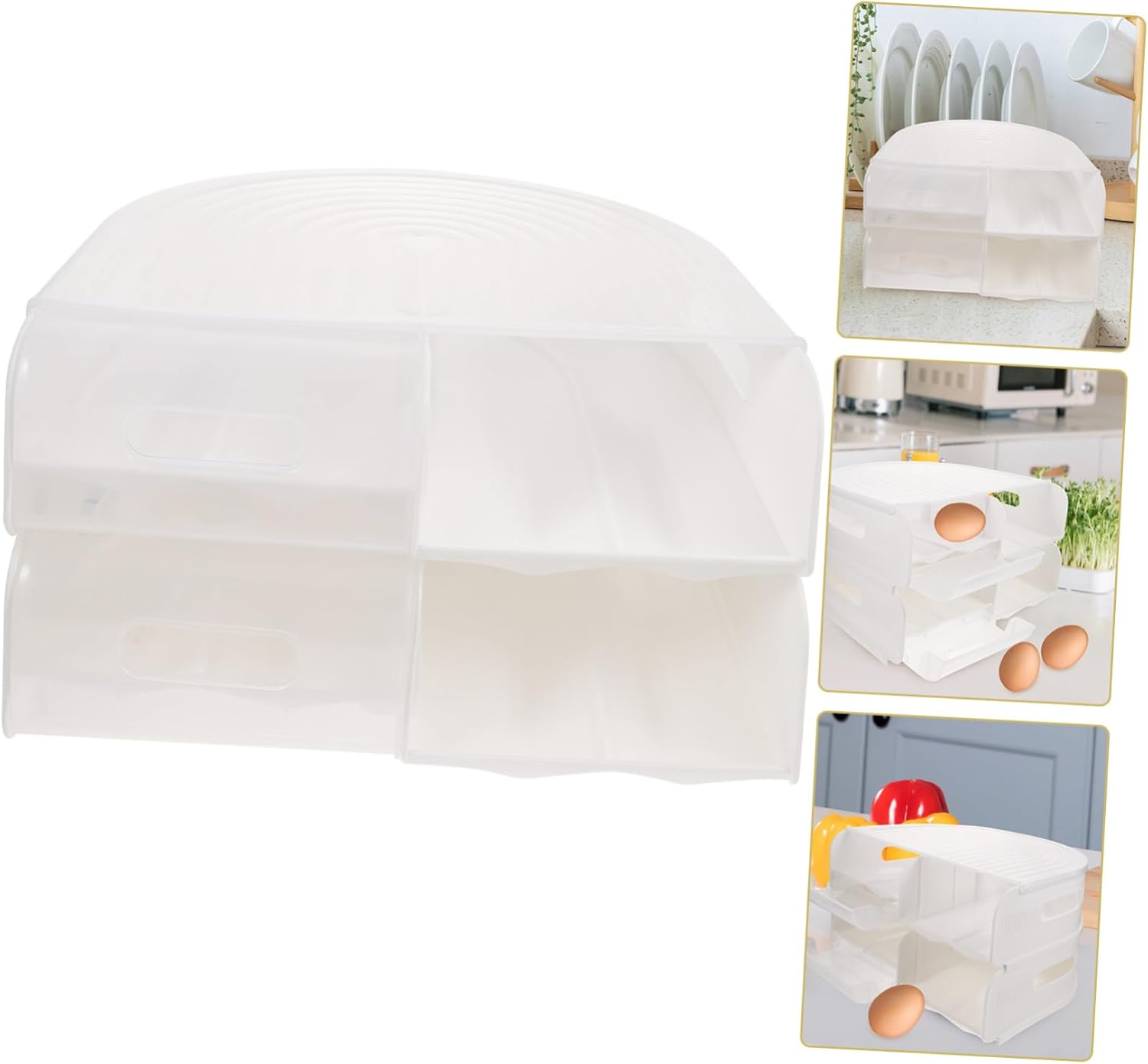 Refrigerator Egg Holder Lid Multi-layer Egg Storage Container for Organized Kitchen and Easy Visible Rolling Feature Space-saving Rack for Fresh