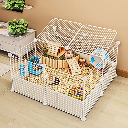 猫ケージ 屋内 猫ケージ 猫 ベビーサークル 屋外 猫 エンクロージャー 取り外し可能 ペットケージ 犬 猫ハウス 小動物用 猫 モルモット ウサギ ハムスター バニー 子犬(カラー:ホワイト、サイズ:72x72x37cm)