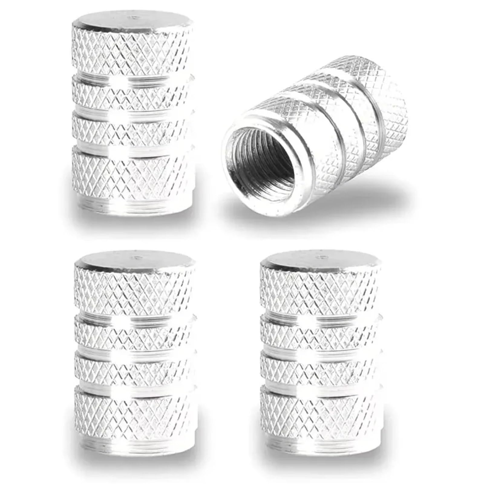 Tire Valve Caps Aluminum Alloy Nipple Caps Tyre Rim Stem Covers Airdust(4pcs-Sliver)