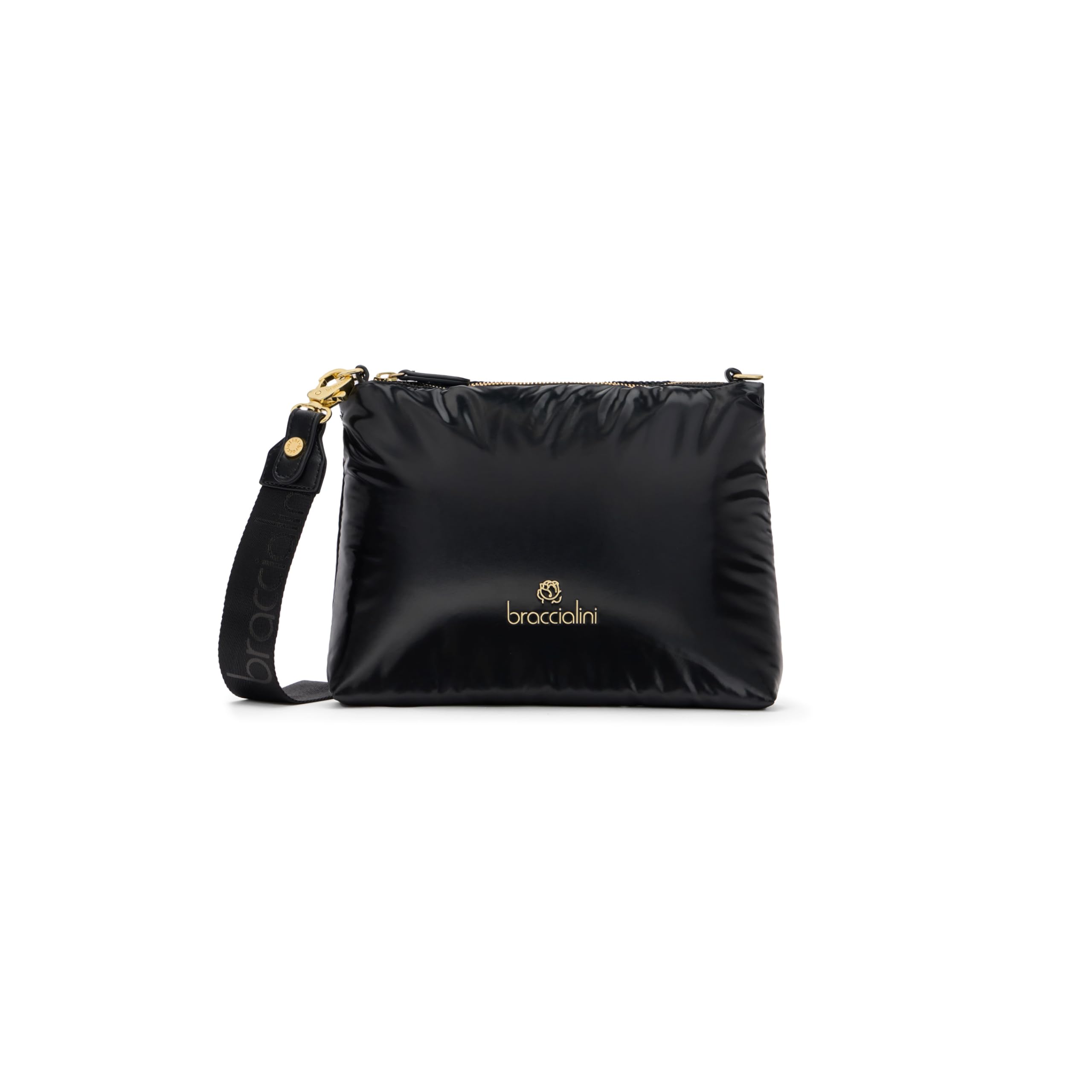 B Braccialini Beth Puffy Pochette realizzata in nylon effetto ovattato con tracolla removibile e regolabile.