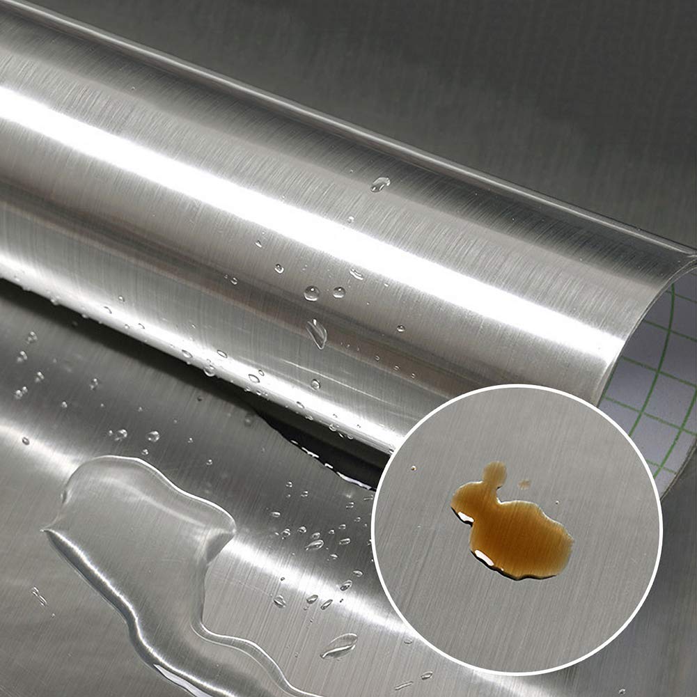 SERVEL Tapeta w stylu metalowym, dekoracyjna folia odklej i przyklej, szczotkowany srebrny/złoty papier kontaktowy, PCW, wodoodporna, do użytku domowego, kalkomania