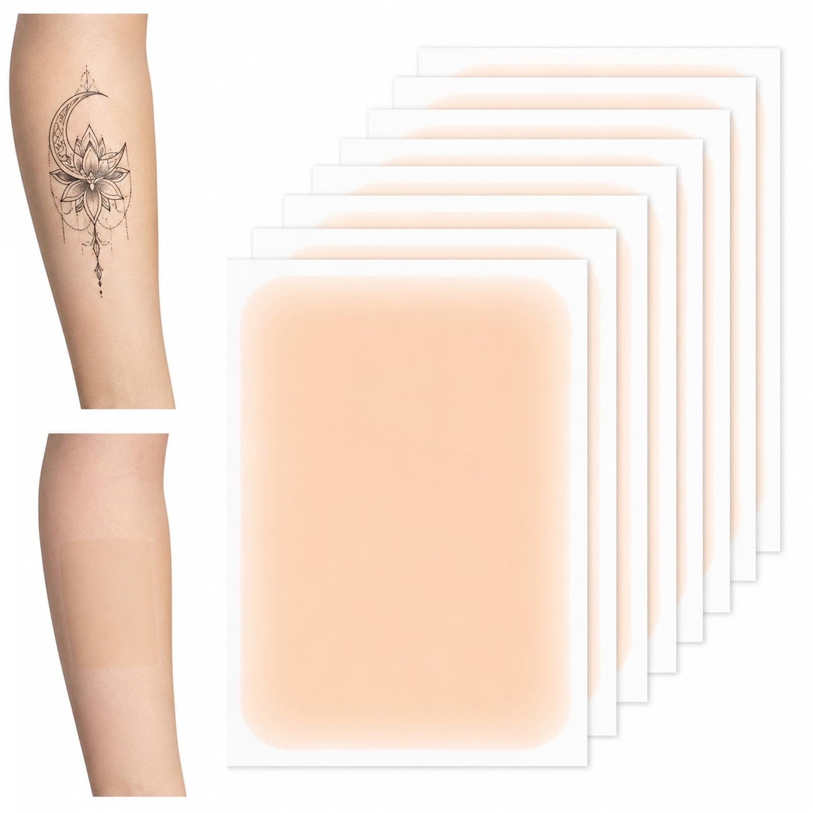8 Pezzi Cerotti Copri Tatuaggi Pelle Molto Chiara – Impermeabili per Nascondere Cicatrici e Tatuaggi – Aspetto Naturale con Bordi Sfumati, Tagliabili su Misura per Copertura Senza Giunture