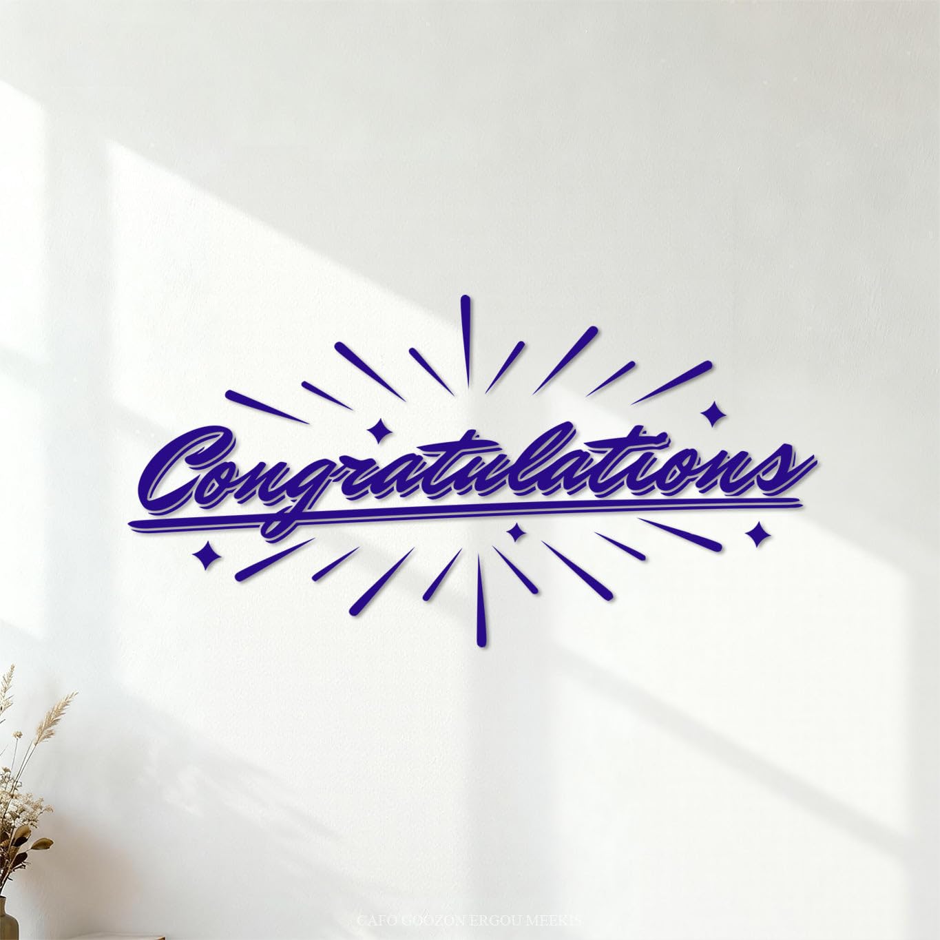 Congratulations Lettering Wall Decals PVC 34x66.7cm Personalized Customization DarkBlue