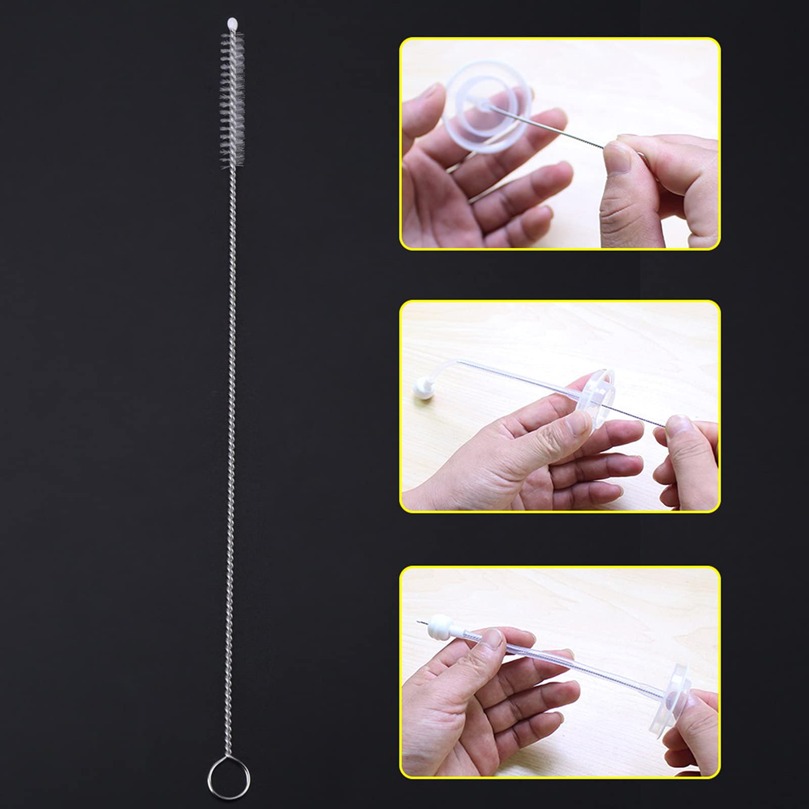 Watris Veiyi Straw Brush, Pack of 20 Straw Cleaning Brush, Milk Hose Brush Set, Stainless Steel Straw Brush for Test Tubes Cleaning - Image 2