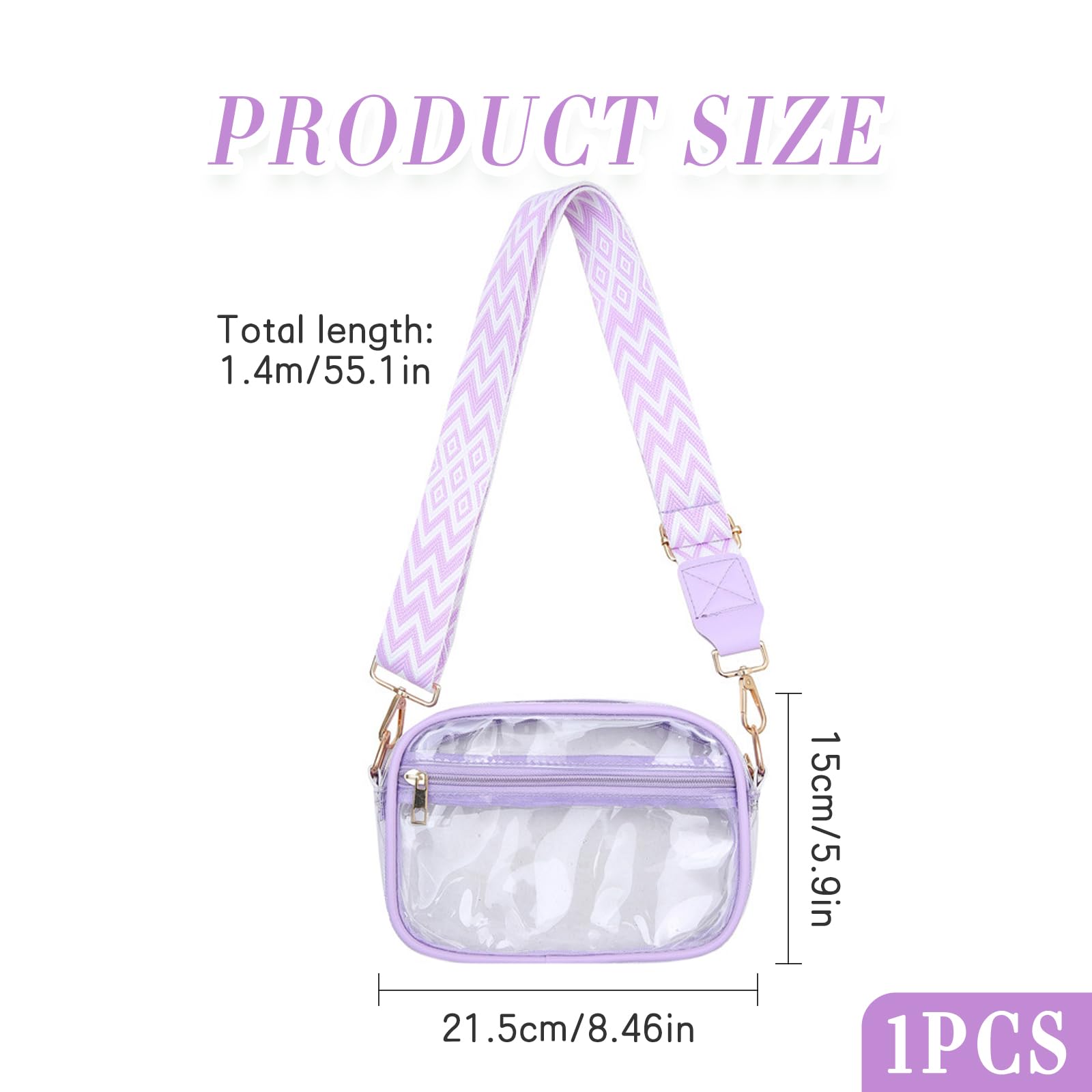 Przezroczysta torba crossbody, wodoodporna torba listonoszka, przezroczysta torba na koncert, dla kobiet i mężczyzn, przezroczysta torba na ramię z PCW, z regulowanym paskiem, na koncerty, zakupy,