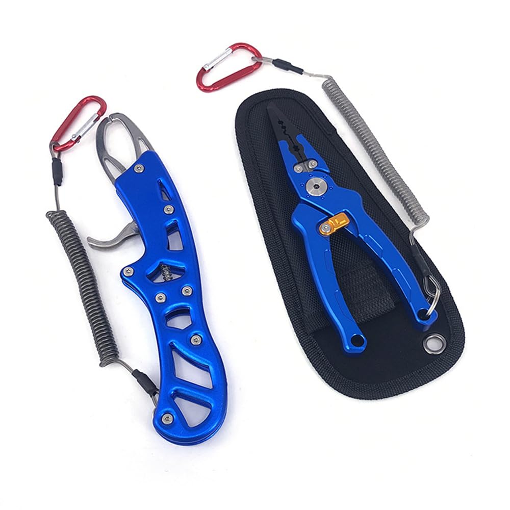 Azonee Pliers Aluminum Braid Cutters 7inch Hook Remover Saltwater Fishing Gear Corrosion Resistant Fishing Tools Split Ring Pliers for Fishing Fish Holder with Sheath and Lanyard Set of 2
