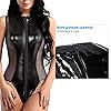 Damen Sexy Wetlook Lederbody Bodysuit mit Reißverschluss,Ärmelloses Dessous Set,Frauen PVC Einteilige Unterwäsche,Stringbody Jumpsuit,High Cut Thong Leotard Reizwäsche Lingerie für Clubwear (Schwarz) #5