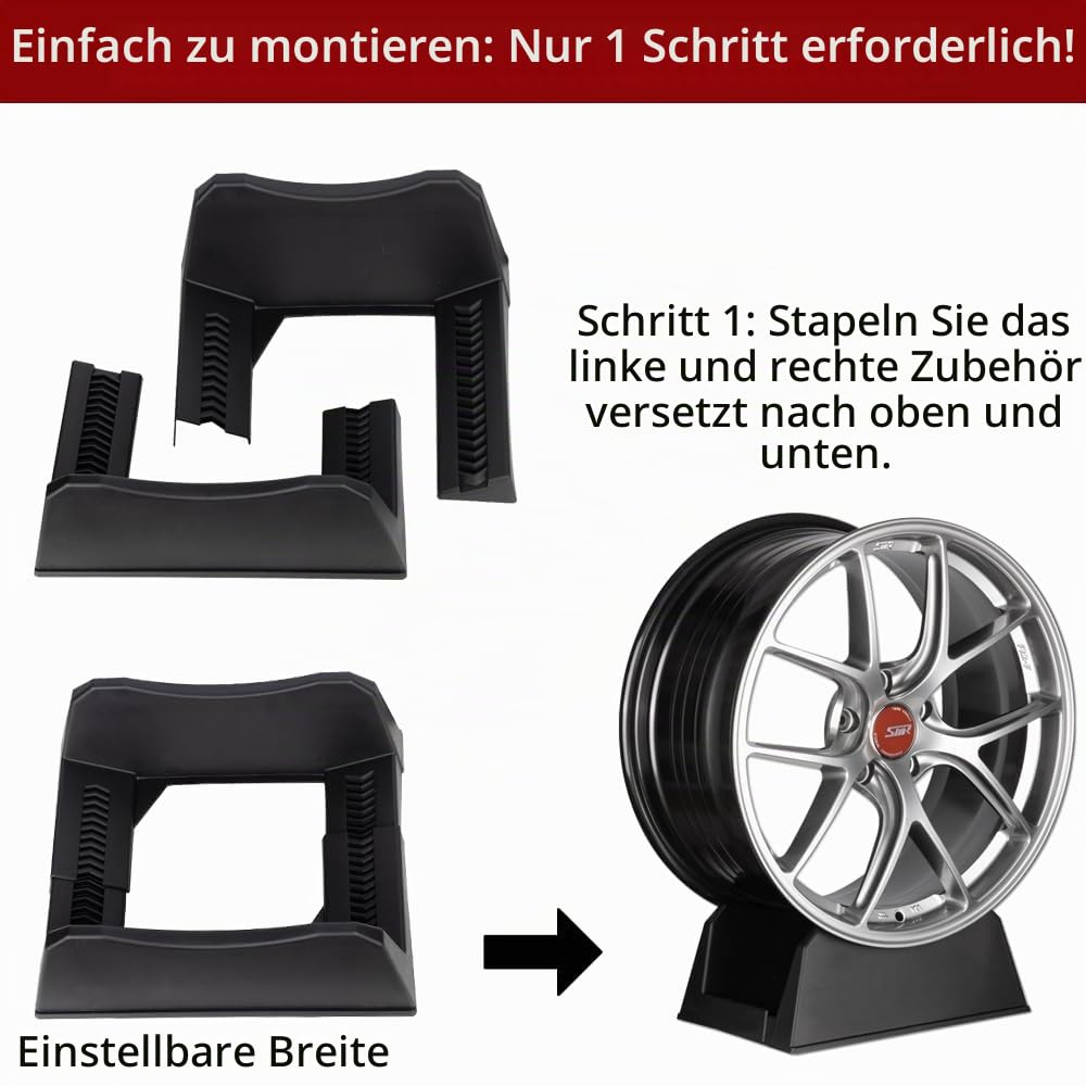 Autoreifenständer für Ausstellung, Reifenfelgenhalter, Reifenständer, Basis für Ausstellung, Geschäft, Garage (schwarz, 2 Stück)
