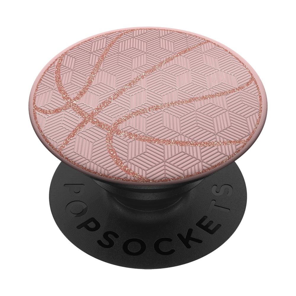 dark Pink Geometric Basketball On Light Pink PopSockets Adhesive PopGrip