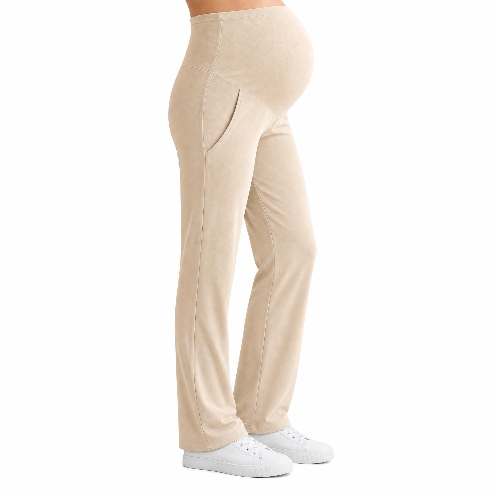 Cichic Umklappbare Yogahose mit geradem Bein, ohne Vordernaht, ultraweicher Lumastretch-Stoff, Umstands-Workout-Hose