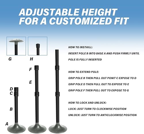 Miniatura 3 de Poste de soporte ajustable de aleación de aluminio para lona y pontón para evitar la acumulación de agua (gris oscuro, paquete de 2)