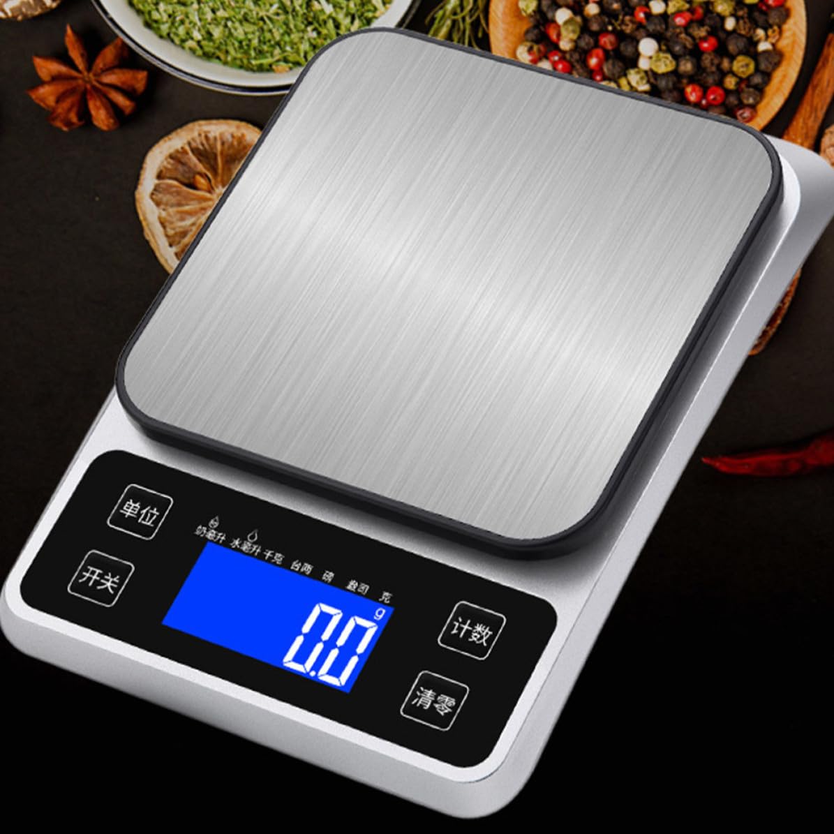 CRAFTHROU Báscula Electrónica de Cocina Acero Inoxidable Alta Precisión Pantalla Clara Portátil para Alimentos y Joyería Función Tara Recargable
