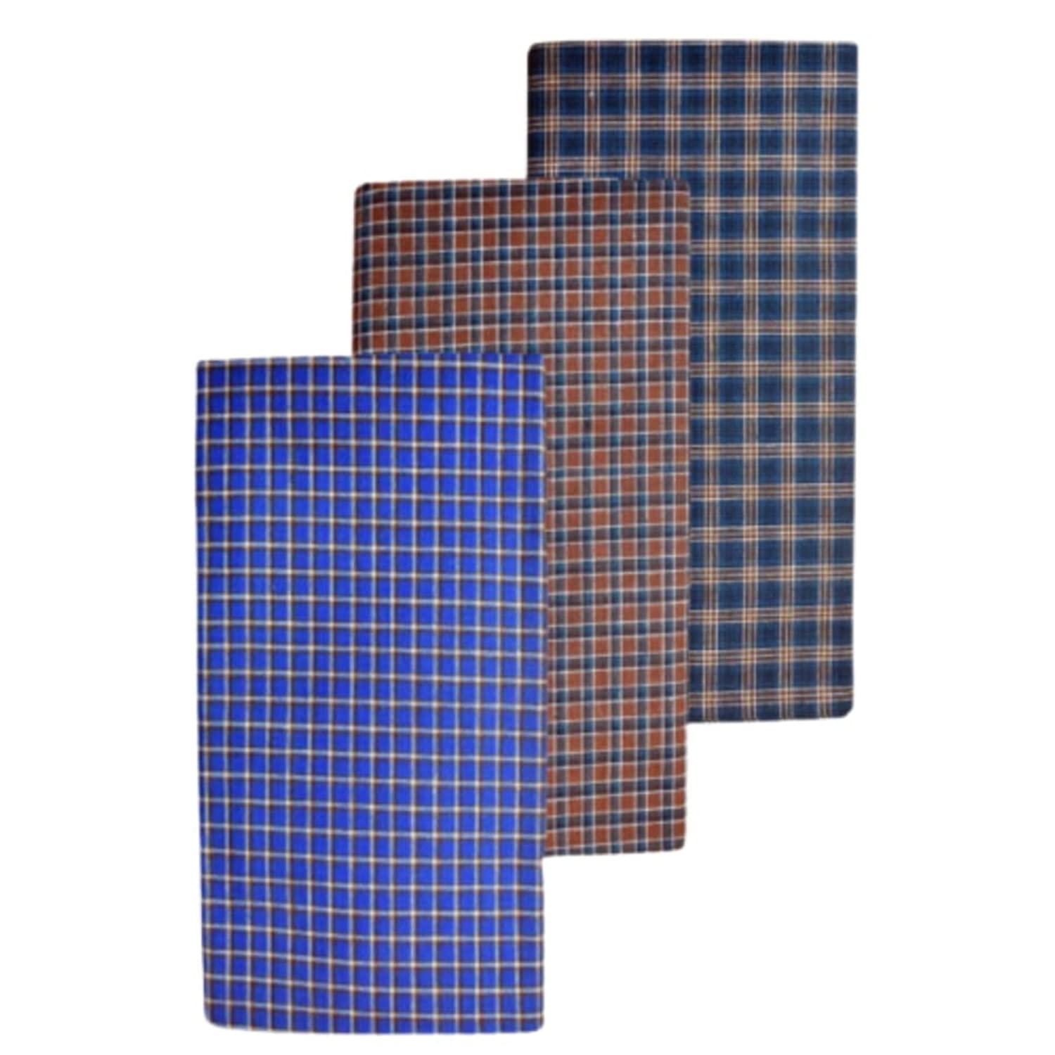 blue leaf Men's Cotton Multi Color Lungis (Set of 3)-picture-43