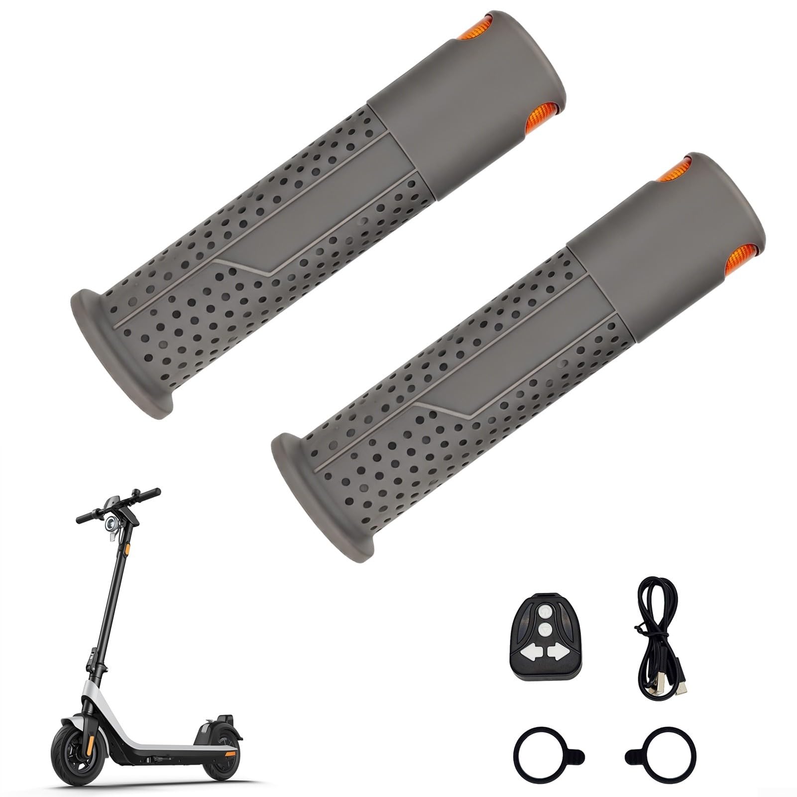 Poignées de guidon de trottinette électrique avec clignotants LED, télécommande sans fil pour Xiaomi M365 et autres modèles, gris et noir