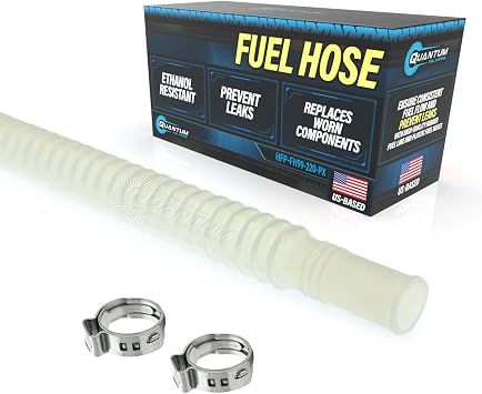 QFS Corrugated Fuel Hose with Clamps Universal Fitment | E85 Ethanol Compatible | Backed For Life | Includes 2x Heavy-Duty PEX Ear Clamps