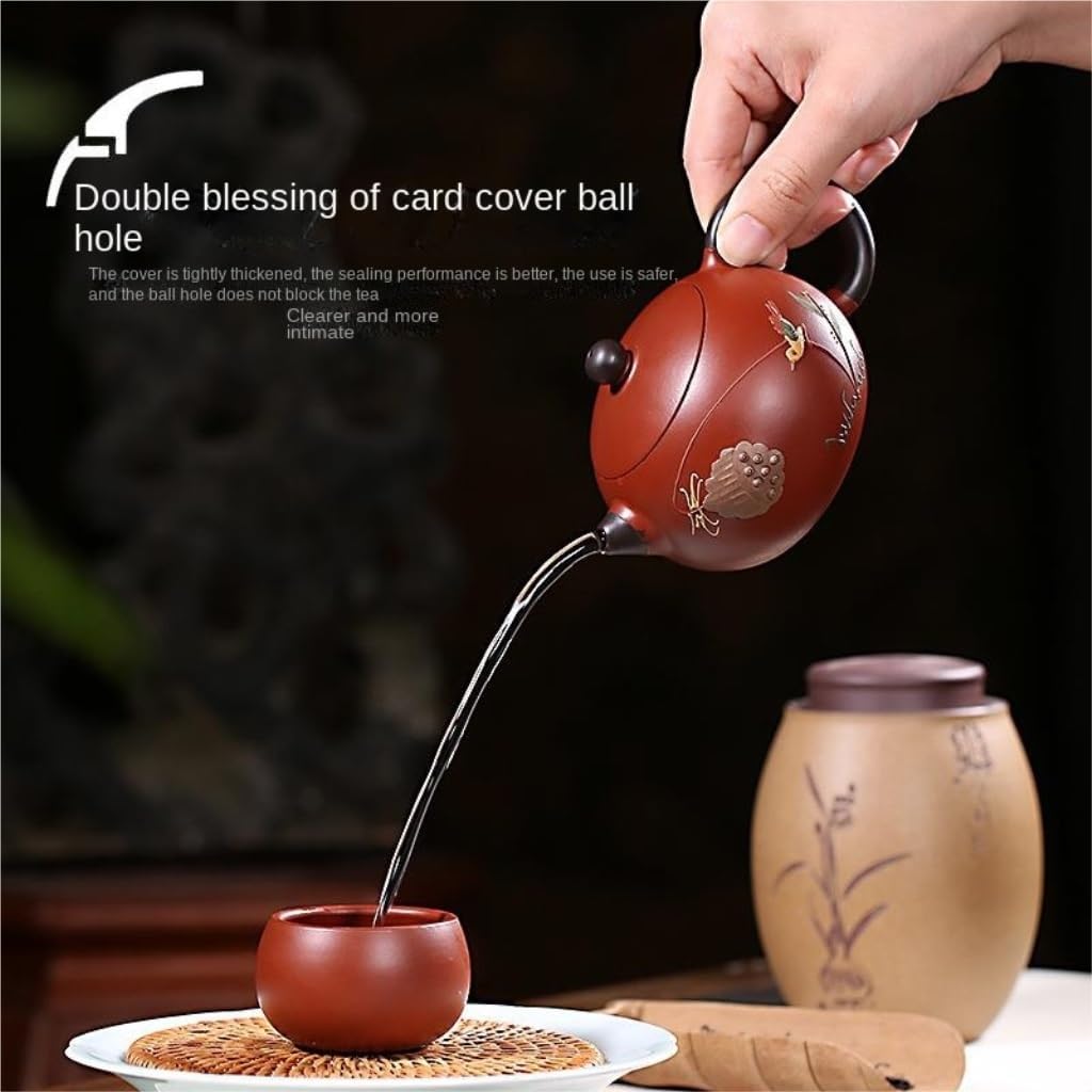 レトロなティーポット 紫色の粘土ポット手エンボス赤粘土 Dahongpao ボール穴カンフー ティー セット 2 色の絶妙な Xis
