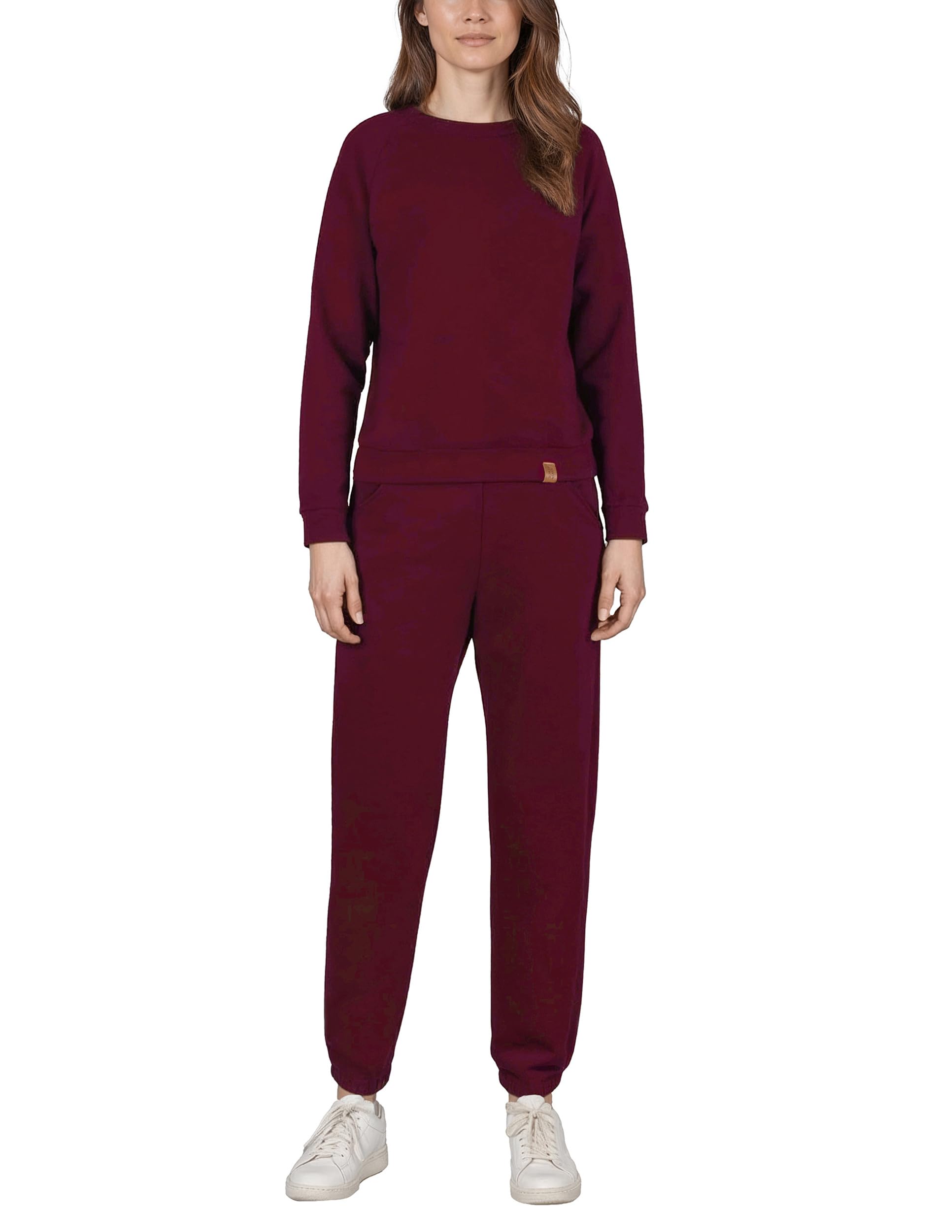 VIVISENCE Damen Trainingsanzug Baumwolle Bündchen Taschen Alltag Komfort 9204