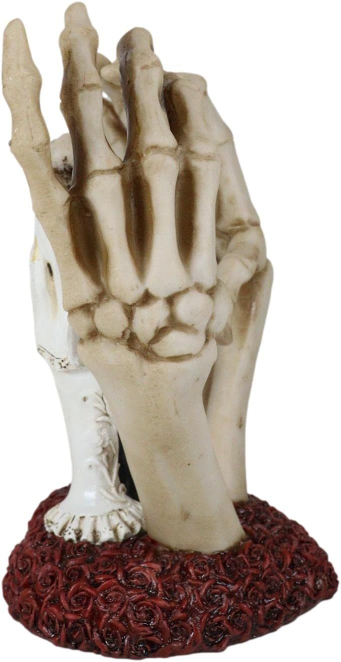 Ebros Gift Day of The Dead Eternal Wedding Skeleton Bride and Groom Lovers Posing for A Kiss with Skeletal Hands Wedding Arch Backdrop Figurine Love Never Dies Collection Halloween Macabre Accent