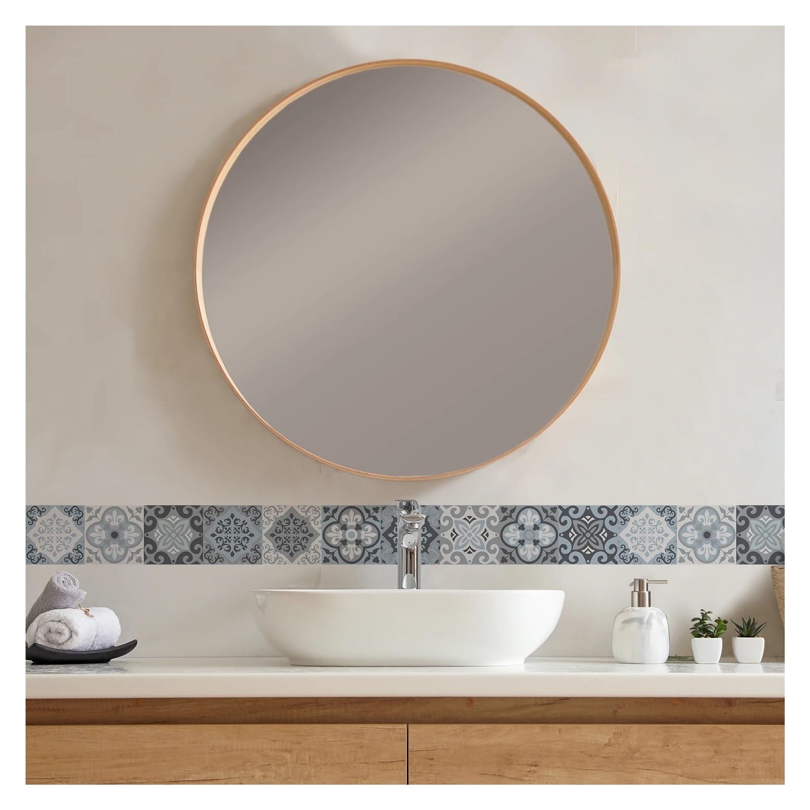 LCKKJHG Wallpaper Borders Self Adhesive 10x200cm Tile Wall Sticker Self Adhesive Border Bathroom Kitchen Waistline Skirting Board(Color-12)