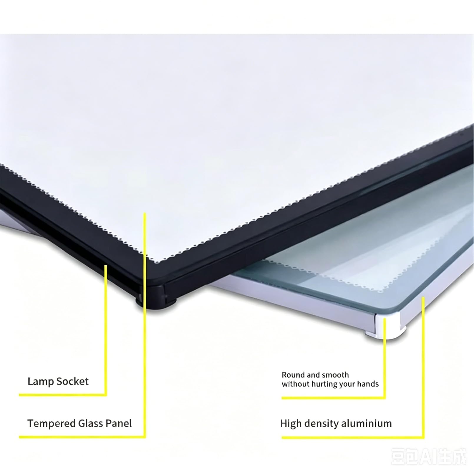 LED-Werbeleuchtkasten Ultra Slim, Wand- Und Deckenmontiertes Leuchtplakat Mit Beleuchtetem Rahmen – Gehärtetes Glas-Menüboard Für Restaurants, Kinos Black,60 * 90CM
