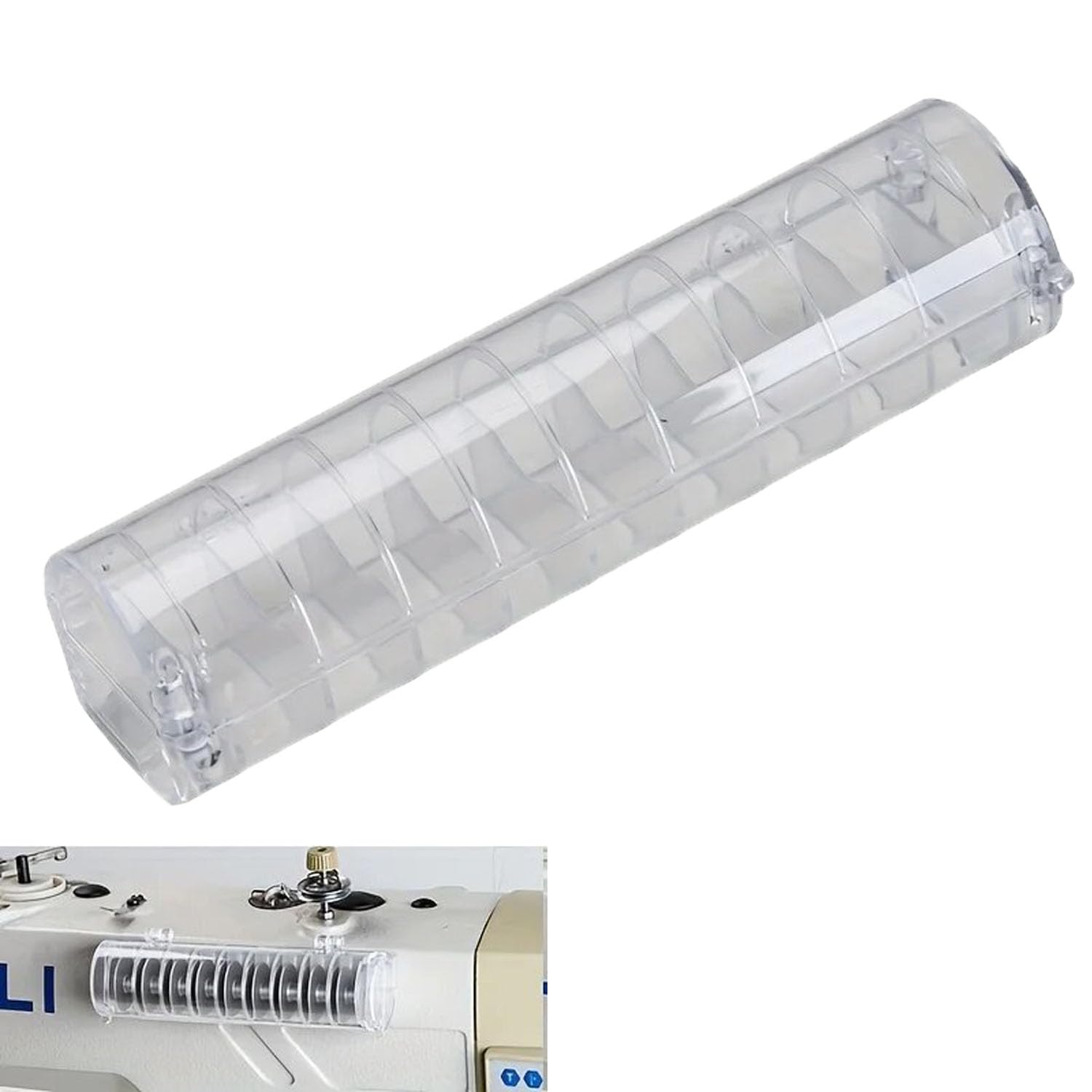 ArrErr Bobbin Box Holder Magnetic Sewing Machine Mount 10 Slots Bobbin Organizer Storage Case with Magnetic Lid Closure Portable Transparent Empty Bobbins Spools Box for Sewing Machine