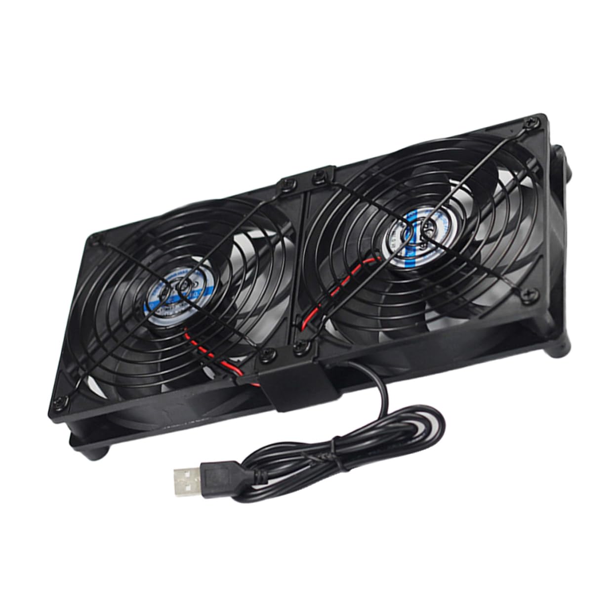Double ventilateur de refroidissement USB pour routeur et box TV noir