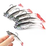 Fishing Lure Set, 5Pcs Soft Bionic Fishing Lure Bait Head Sea Fish Lures Fishing Tackle Sharp Treble Hook