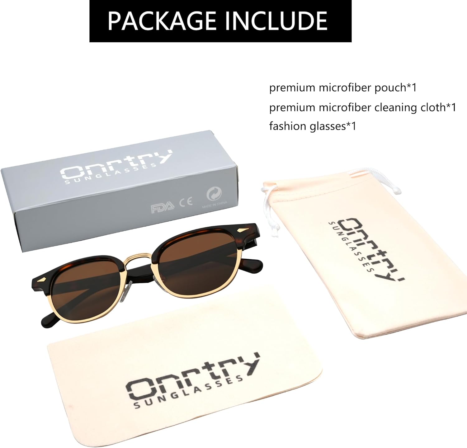 Onrtry Classic Polarized Sunglasses for Men Women Semi-Rimless Frame Sun Glasses Fashion Retro Designer Shades - Image 5