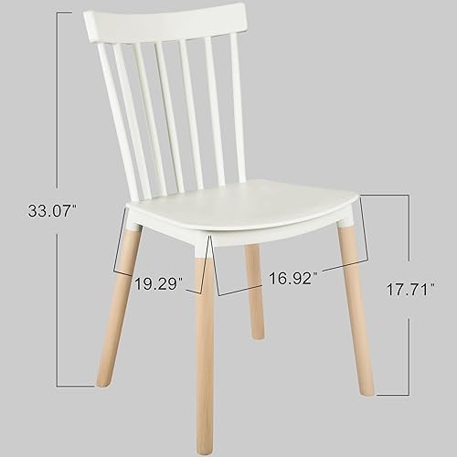 Miniatura 3 de DSW - Sillas de comedor de plástico modernas sin brazos con patas de madera para estar, dormitorio, cocina, comedor, sala de espera, restaurantes,