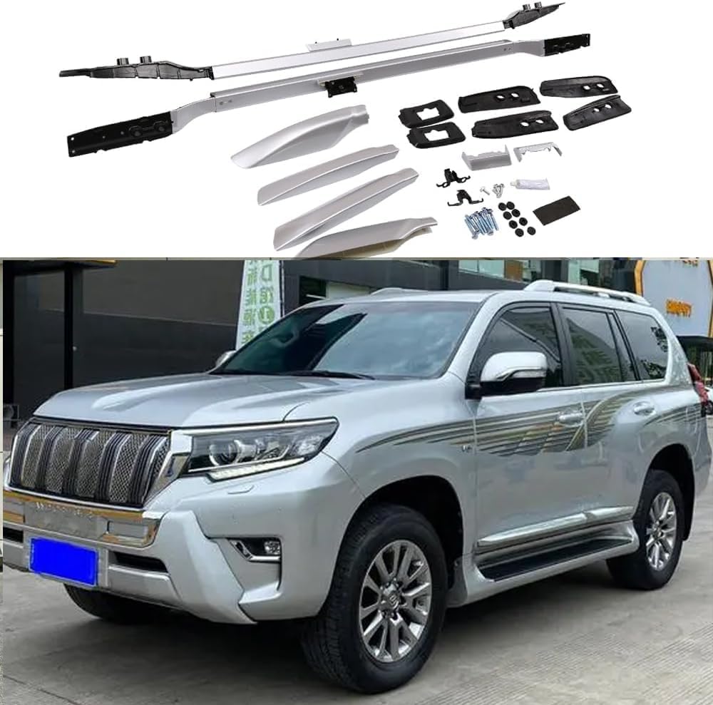 Aluminum Roof Rack for Land Cruiser Prado J150 crossbars for Secure Luggage Cargo Storage Durable for Travel Adventures Sliver(2PCS)