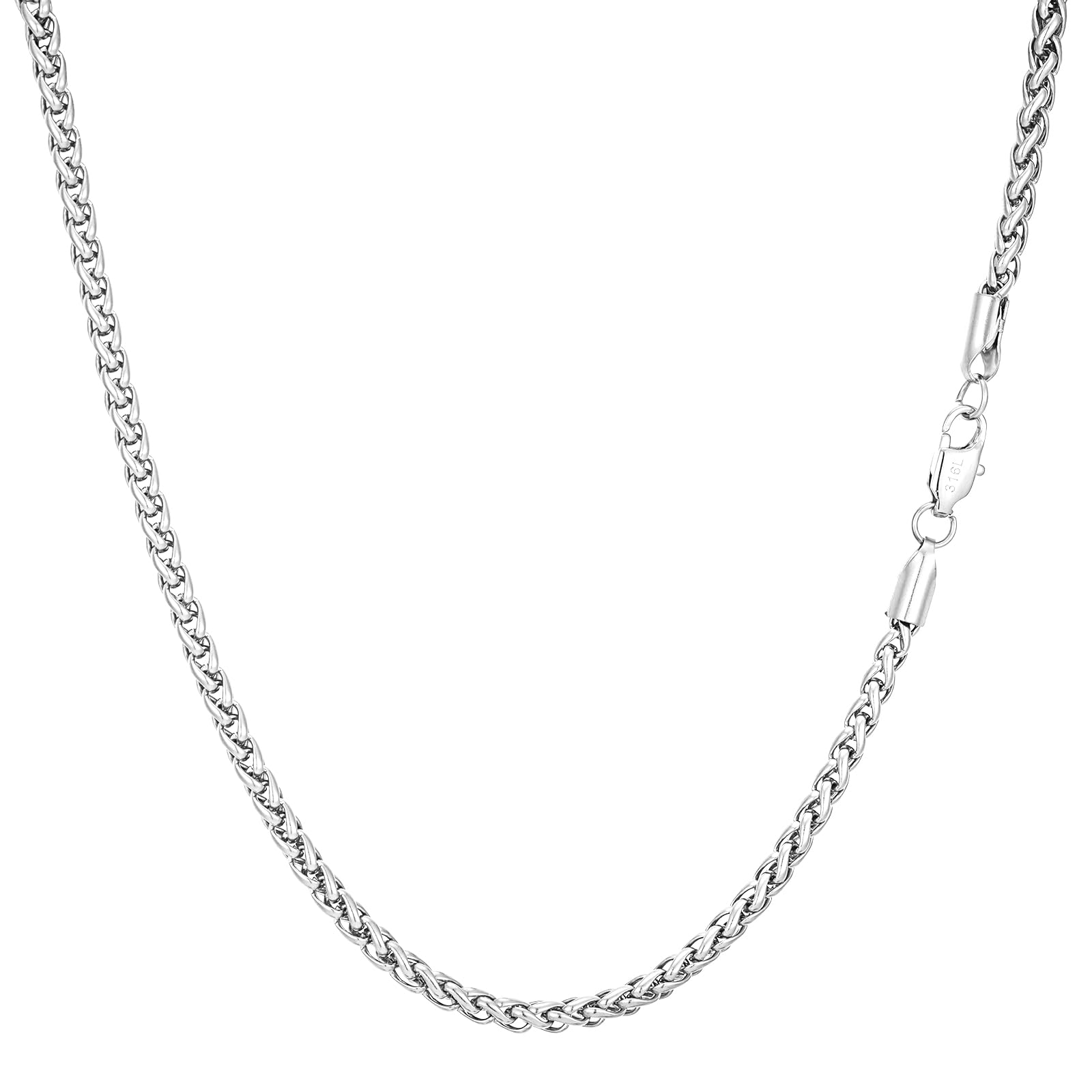 Esmoly 2/3mm Halskette Herren 316L Edelstahl Weizenketten Hip-Hop Kette Geschenke für Männer Junge