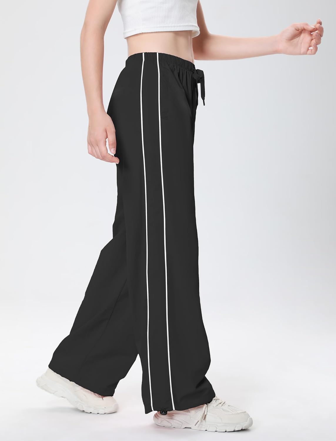 EXARUS Girls Parachute Pants Cargo Baggy Hip Hop Drawstring with Pockets Elastic Y2K for Kids 8-14Y - Image 5