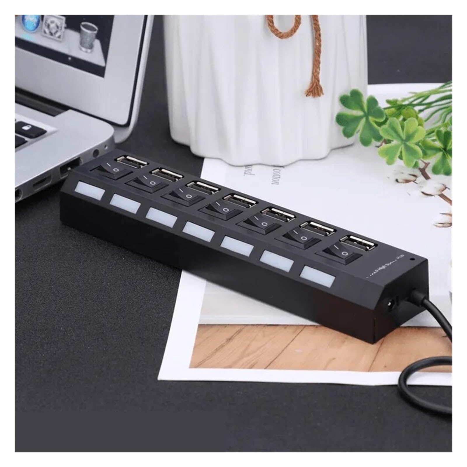 Koncentrator USB Hub Adapter Wiele Portów Użyj Zasilacza Prostownik 2.0 Akcesoria Do Komputera PC Przełącznik Laptopa Technologia Szybkiego Bezpiecznego ładowania(4Interface White)