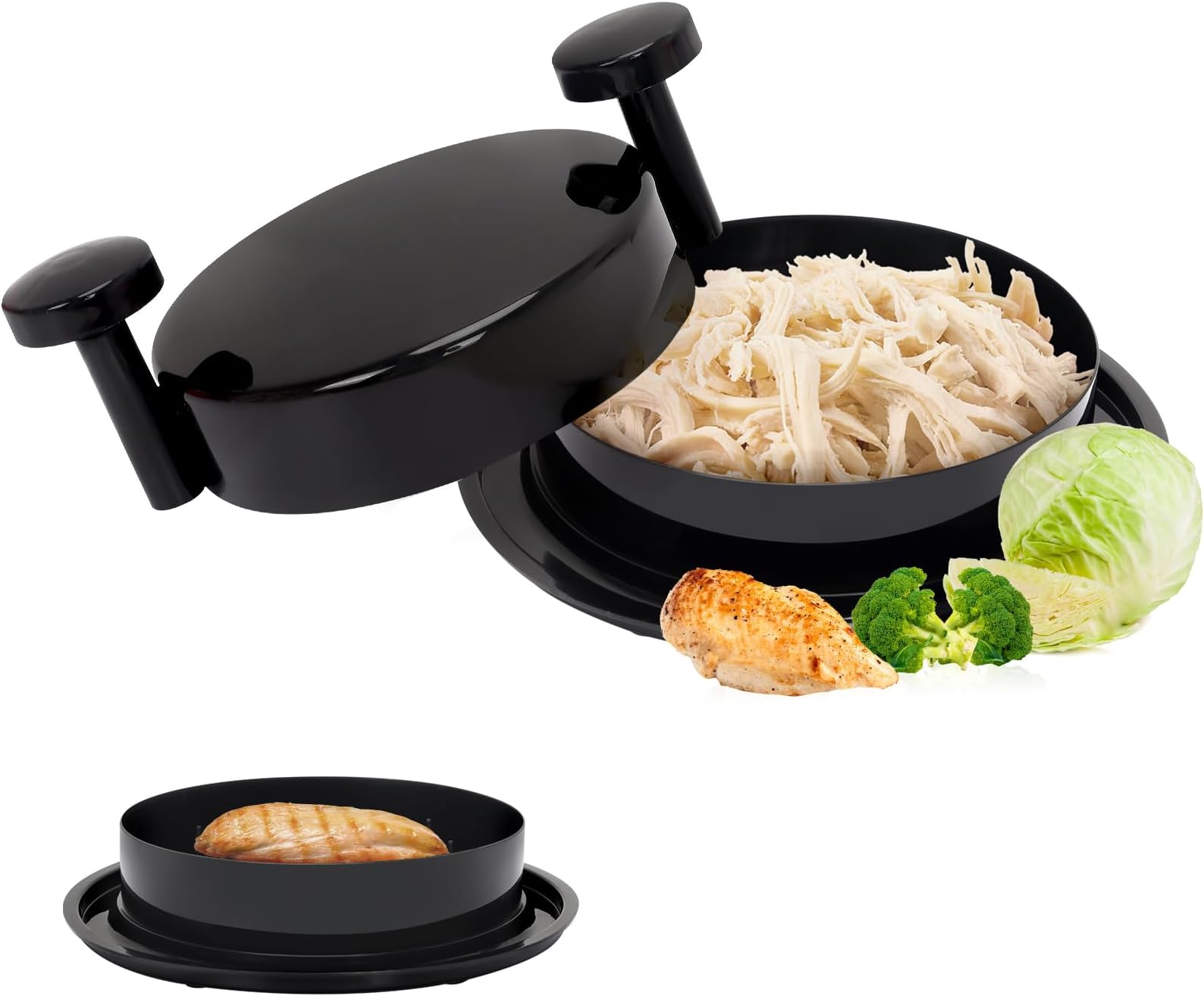Chicken Shredder Tool Twist, Meat Shredder with Ergonomic Handle, Easy Cleaning, Anti-Slip, Dishwasher Safe - Black