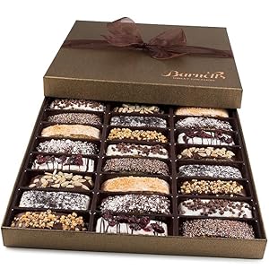 Christmas Gift Baskets, 24 Chocolate Biscotti Gourmet Holiday Cookies Gift Box for Women, Cookie Gift Ideas Food Delivery for Coworkers Family Friends