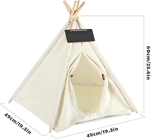 Miniatura 3 de Pet Teepee - Cama para perros y gatos, tiendas de campaña para perros y casas para mascotas con cojín y pizarra, tiza