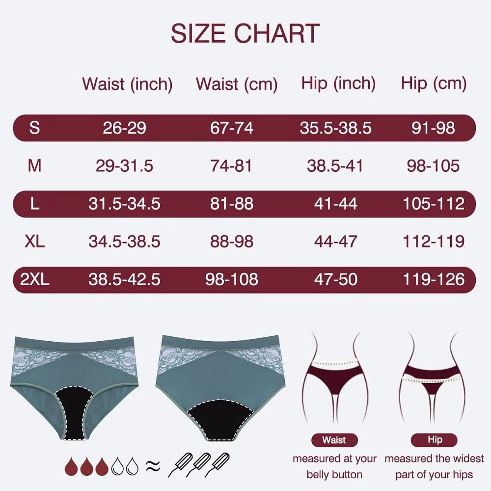 Culotte Menstruelle en Coton pour Flux Abondant pour Adolescentes Culotte Confortable Post-Partum Sous-Vêtements de Sport Protecteurs Slips Respirants 3 Pièces Vert/Noir/Violet S