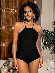 Maiô feminino emagrecedor com controle de barriga, gola alta, peça única