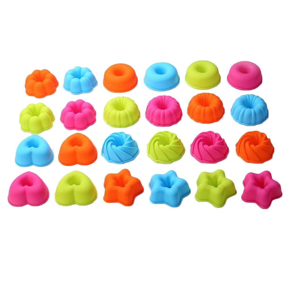 Juego de 3 moldes de silicona para donas y pasteles, 24 piezas