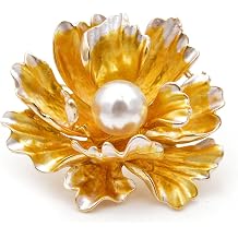 YouBella Jewellery Latest Stylish Crystal Unisex Floral Brooch for Wedding/Party for Women/Girls/Men, Onesize, Brass, No Gemstone