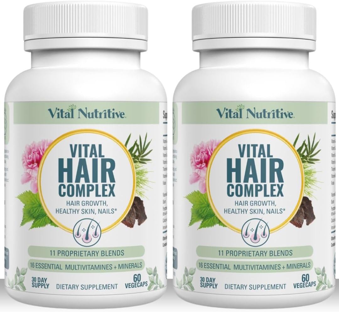 Vital Hair Complex -Hair Growth Vitamins for Women and Men -Biotin & Vitamin B -Hair Growth Supplement for Healthy Hair Skin & Nails -Hormone & Gluten Free -Hair Vitamins for Women