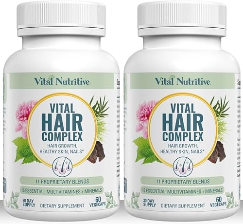 Vital Hair Complex - Vitaminas para el crecimiento del cabello para mujeres y hombres - Biotina y vitamina B - Suplemento para el crecimiento del