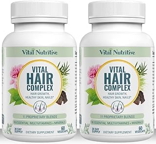 Vital Hair Complex -Hair Growth Vitamins for Women and Men -Biotin & Vitamin B -Hair Growth Supplement for Healthy Hair Skin & Nails -Hormone & Gluten Free -Hair Vitamins for Women