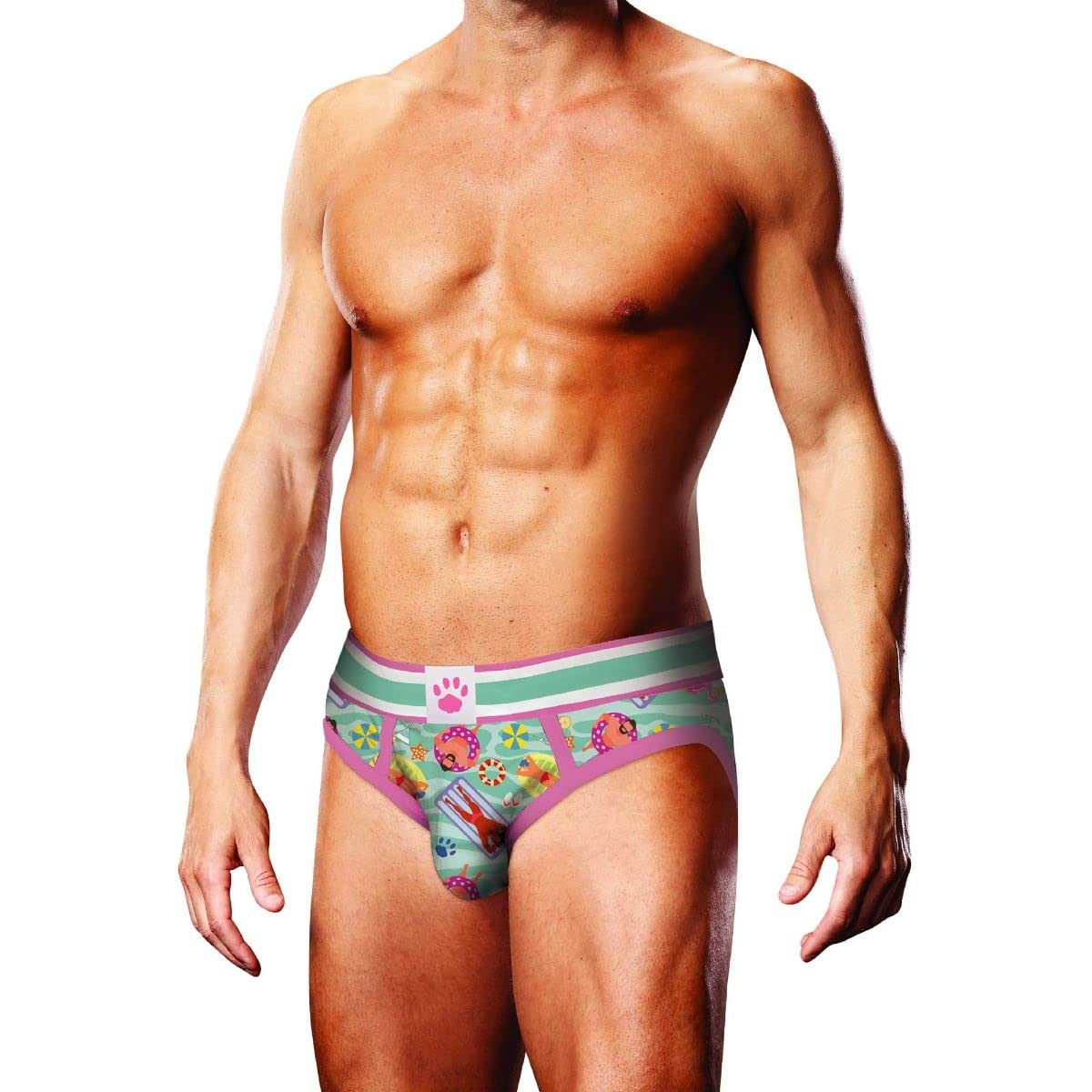 Prowler Swimming Print Brief Green Pink, L