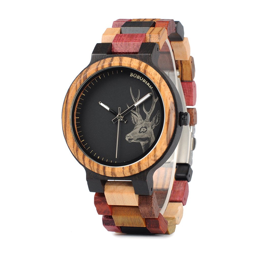 BOBO BIRD Mens Colorful Wooden Watches Classic Leisure Quartz Wristwatches with Cute Deer Pattern Unique Couple for Lovers (B07DFJNYZ6) Amazon Price History, Amazon Price Tracker