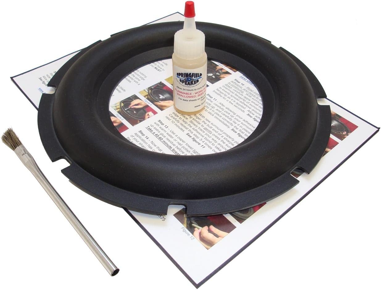 Springfield Speaker Heavy Duty Rubber Surround Repair Kit - 1 Subwoofer Kit - 10 Inch Compatible with Rockford Fosgate RFR3110 Power HX2, HiFonics