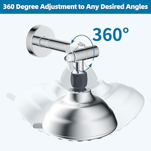 Miniatura 5 de Hibbent Adaptador de codo de regadera de metal, adaptador de cabezal de ducha giratorio ajustable de 360 de latón para cabezal de ducha fijo y de